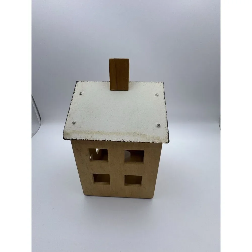 Rustic Wooden House Tea Light Holder LED Farmhouse Decor 6.5